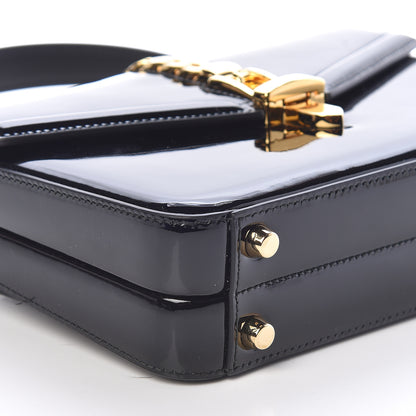 Gucci Mousse Top Patent Mini Sylvie 1969 Top Handle Bag Black 8 of 10