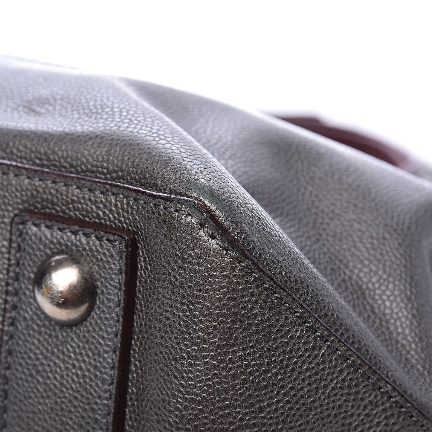 Metallic Caviar Mademoiselle Lock Cerf Shopper Tote Silver