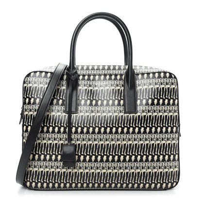 Saint Laurent Grain de Poudre Skeleton Print Medium Museo Briefcase Black 1 of 9