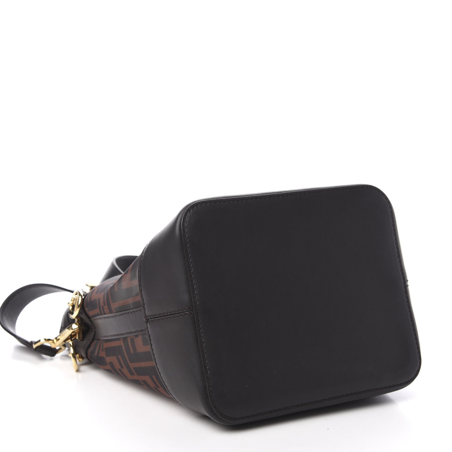 Fendi Mesh Vitello Grace F is Fendi FF 1974 Grande Mon Tresor Bucket Bag Marrone Black Ebano 4 of 12