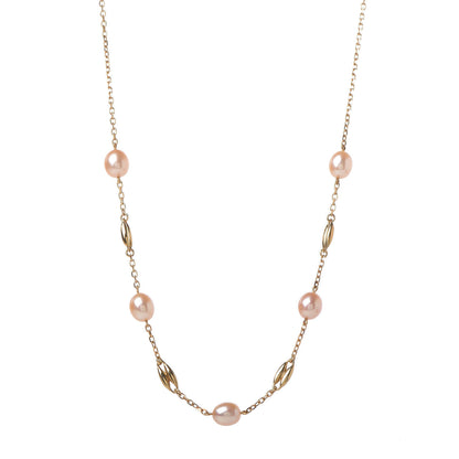 Mikimoto 18K Yellow Gold Akoya Pearl 6-6.5mm Station Necklace 1 of 4