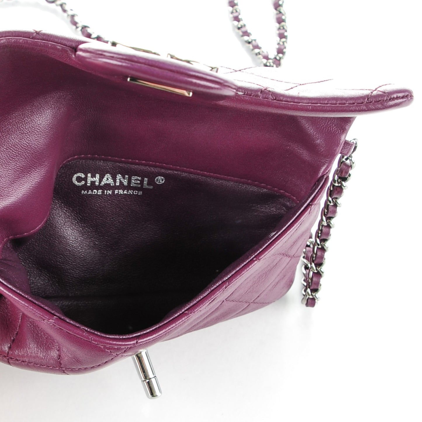 Lambskin Quilted Mini Mineral Nights Flap Crossbody Bag Purple