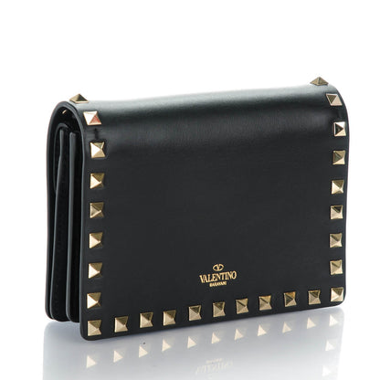 Valentino Garavani Calfskin Rockstud Wallet on Chain Black 3 of 8