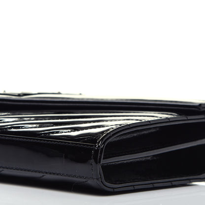 Saint Laurent Patent Matelasse Chevron Monogram Chain Wallet Black 8 of 8