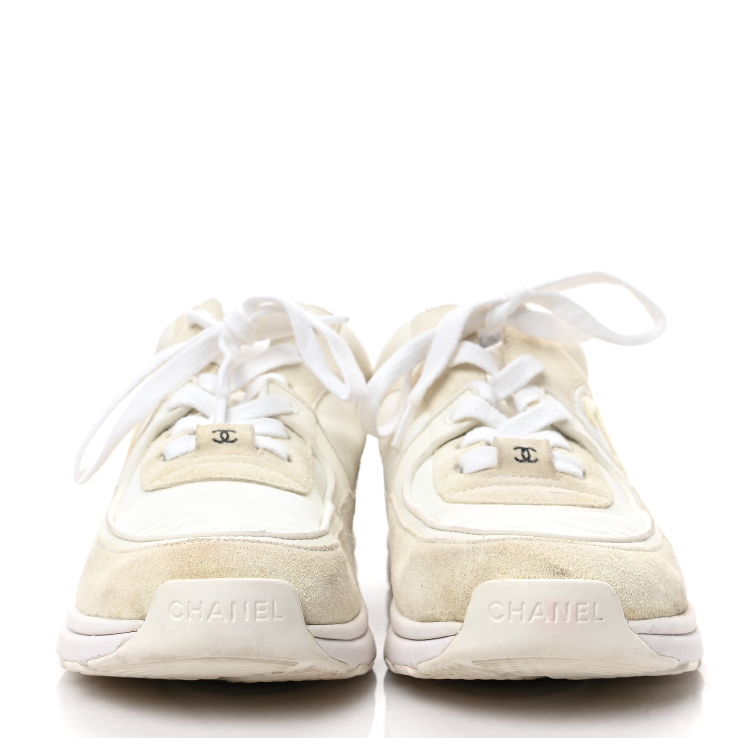 Suede Calfskin Fabric CC Sneakers 37.5 White