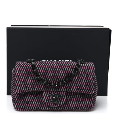 Chanel Wool Tweed Quilted Mini Rectangular Flap Pink Black 10 of 10