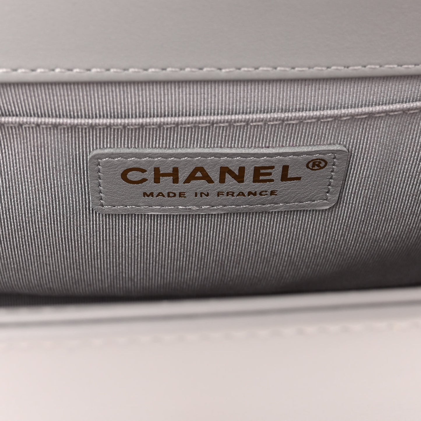 Calfskin Chevron Quilted Medium Boy Flap Grey