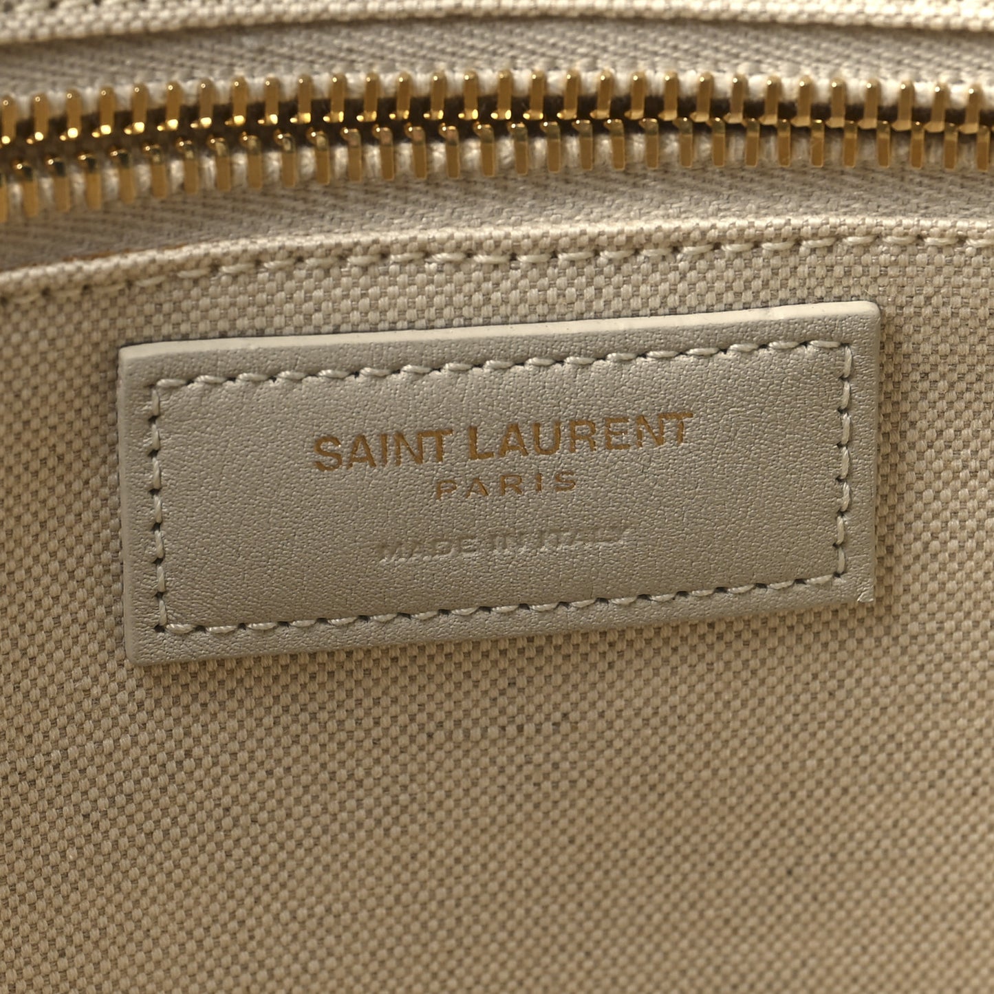 Linen Calfskin Small Rive Gauche Tote Military Green Blanc Vintage