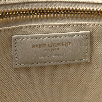 Saint Laurent Linen Calfskin Small Rive Gauche Tote Military Green Blanc Vintage 6 of 10