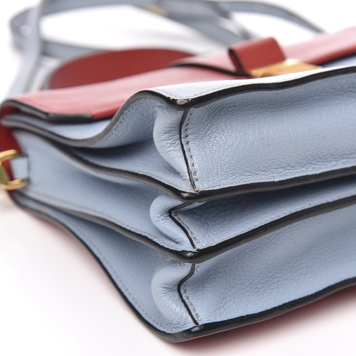 Miu Miu Goatskin Madras Top Handle Bag Rosso Cielo 6 of 10