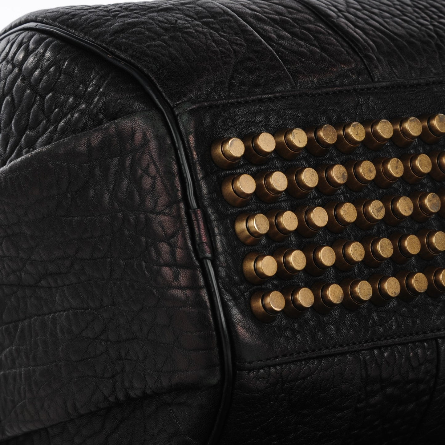 Pebbled Lambskin Rocco Black Antique Brass Hardware