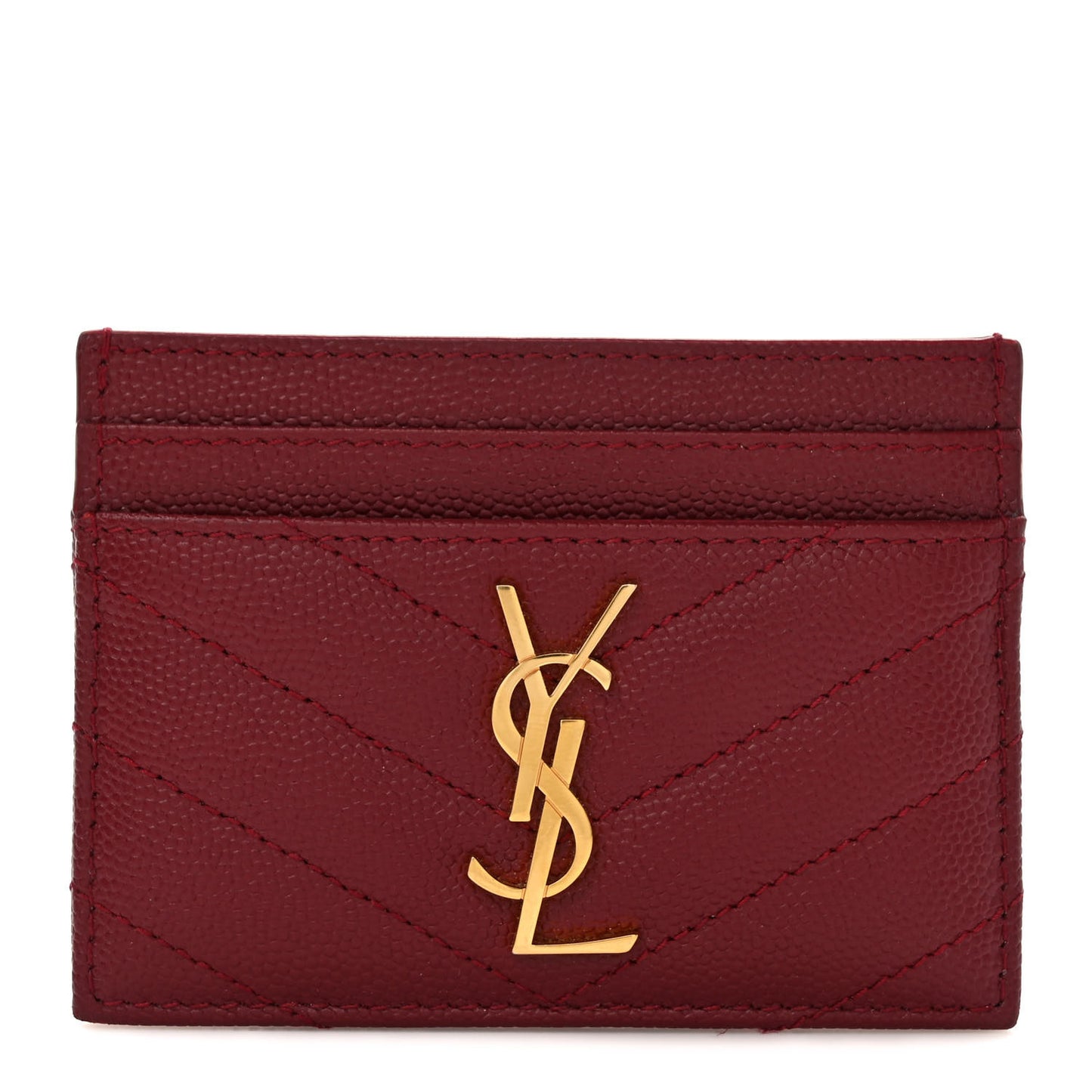 Grain De Poudre Matelasse Chevron Monogram Credit Card Case Opyum Red