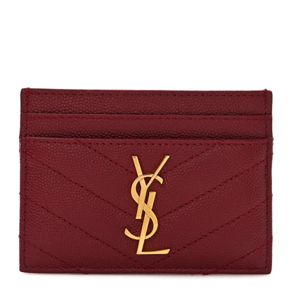 Saint Laurent Grain De Poudre Matelasse Chevron Monogram Credit Card Case Opyum Red 1 of 8