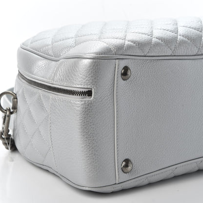 Chanel Metallic Calfskin Quilted Medium Airlines Round Trip Bowling Bag Silver 5 of 10