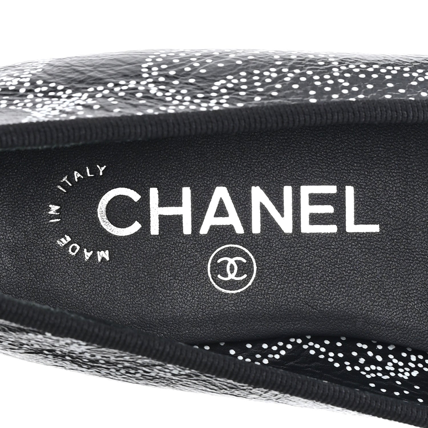 Chanel Calfskin Camellia Printed Cap Toe Ballerina Flats 36.5 Black White 8 of 10