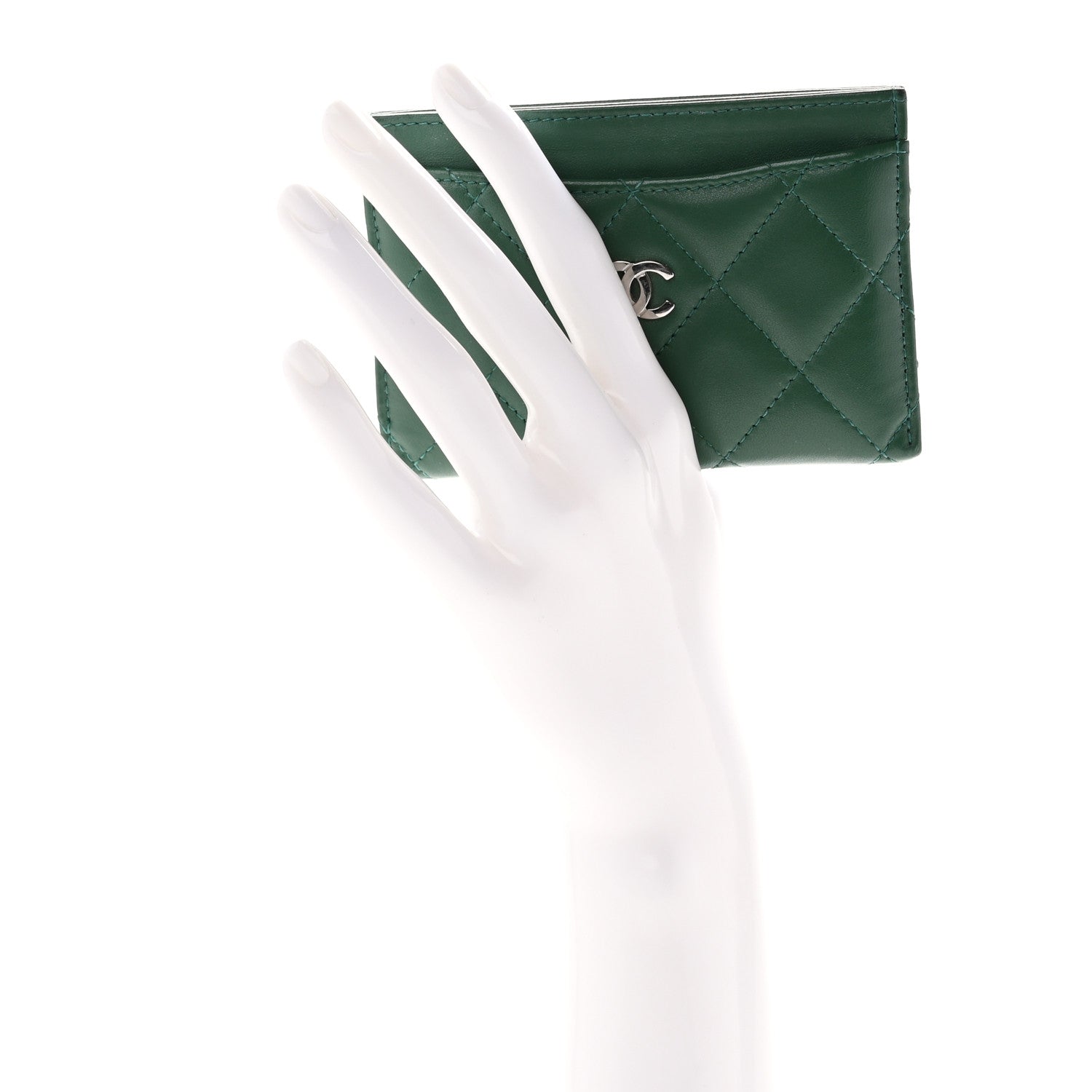 Chanel Lambskin Quilted Card Holder Green 2 of 12
