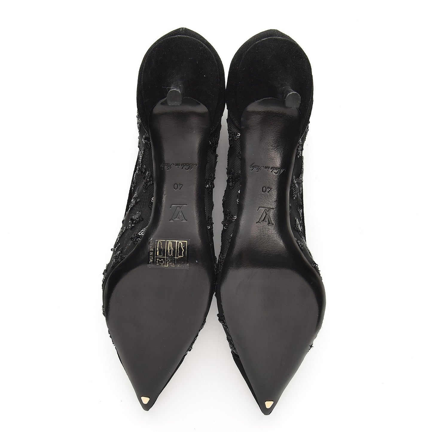 Suede Mesh Sequin Night Call Pumps 40 Black