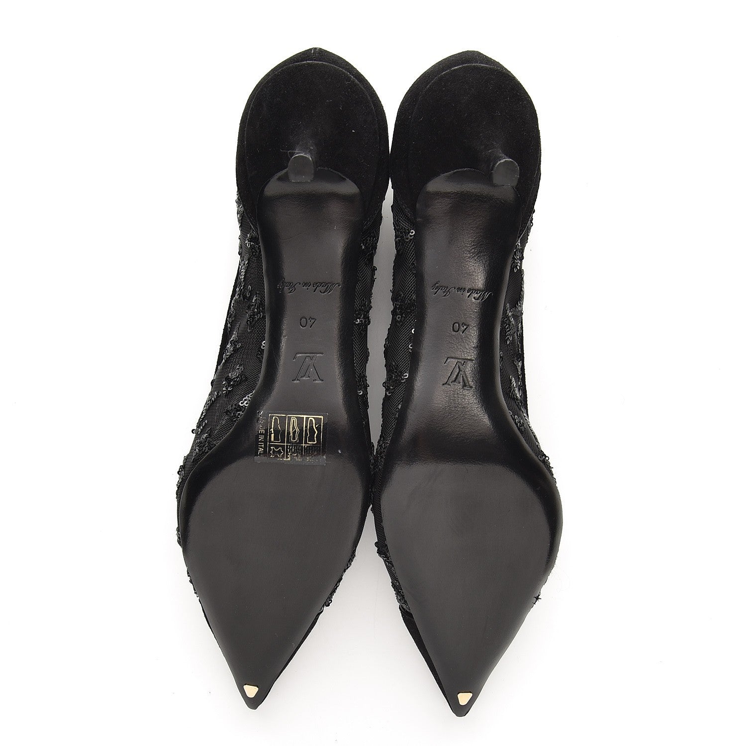 Louis Vuitton Suede Mesh Sequin Night Call Pumps 40 Black 5 of 8