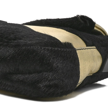 Fendi Metallic Calfskin Calf Hair Baguette Black Gold 9 of 9