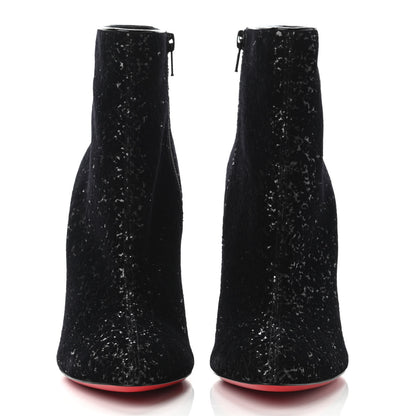Christian Louboutin Velvet Patent Glitter Eloise 100 Booty 39 Black 2 of 4