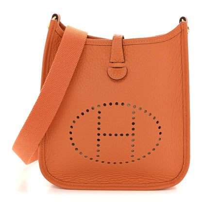 Hermes Taurillon Clemence Evelyne TPM Orange 1 of 10
