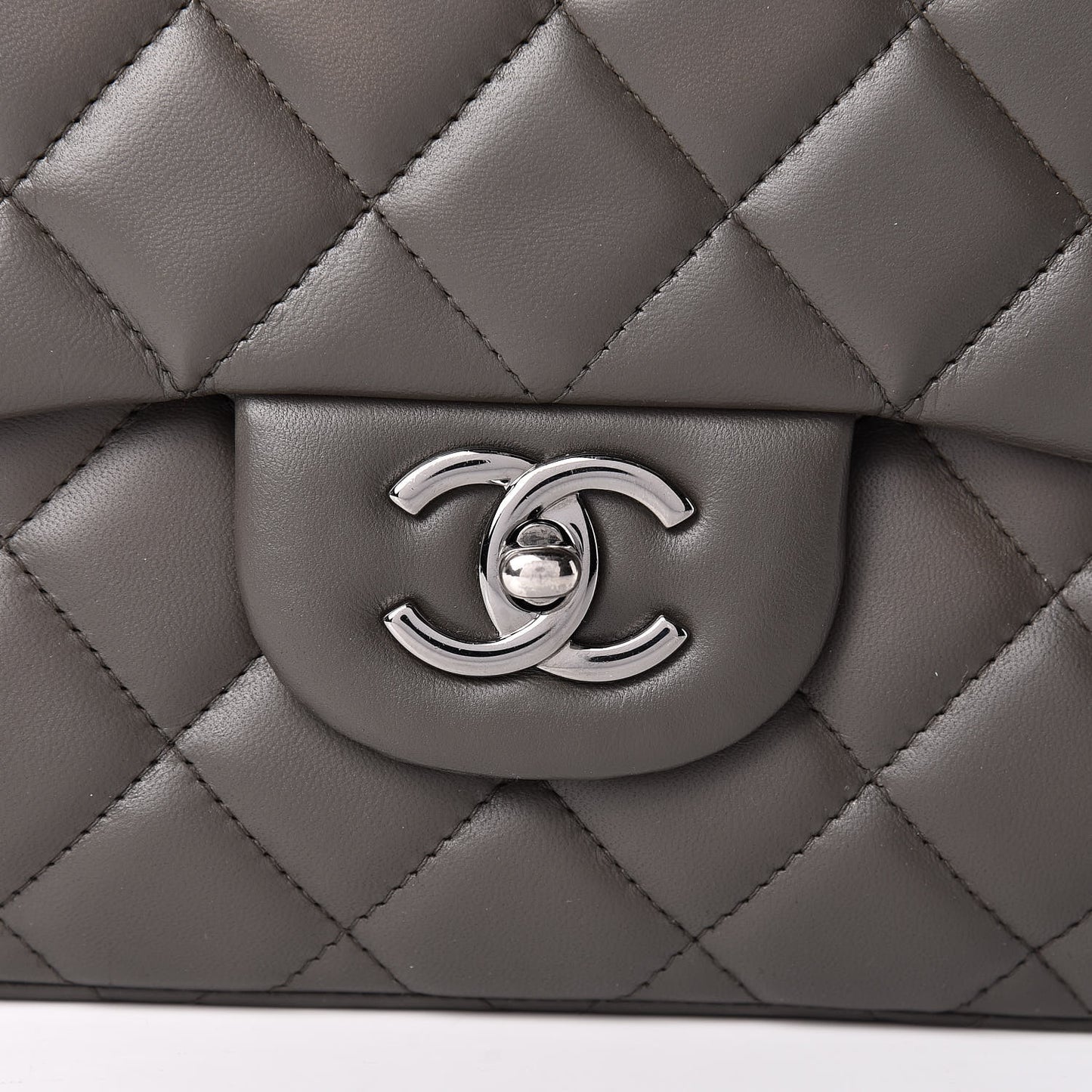 Lambskin Quilted Maxi Single Flap Dark Grey