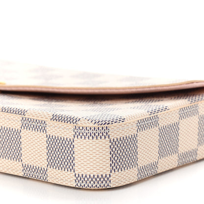 Louis Vuitton Damier Azur Pochette Felicie Chain Wallet Rose Ballerine 9 of 9