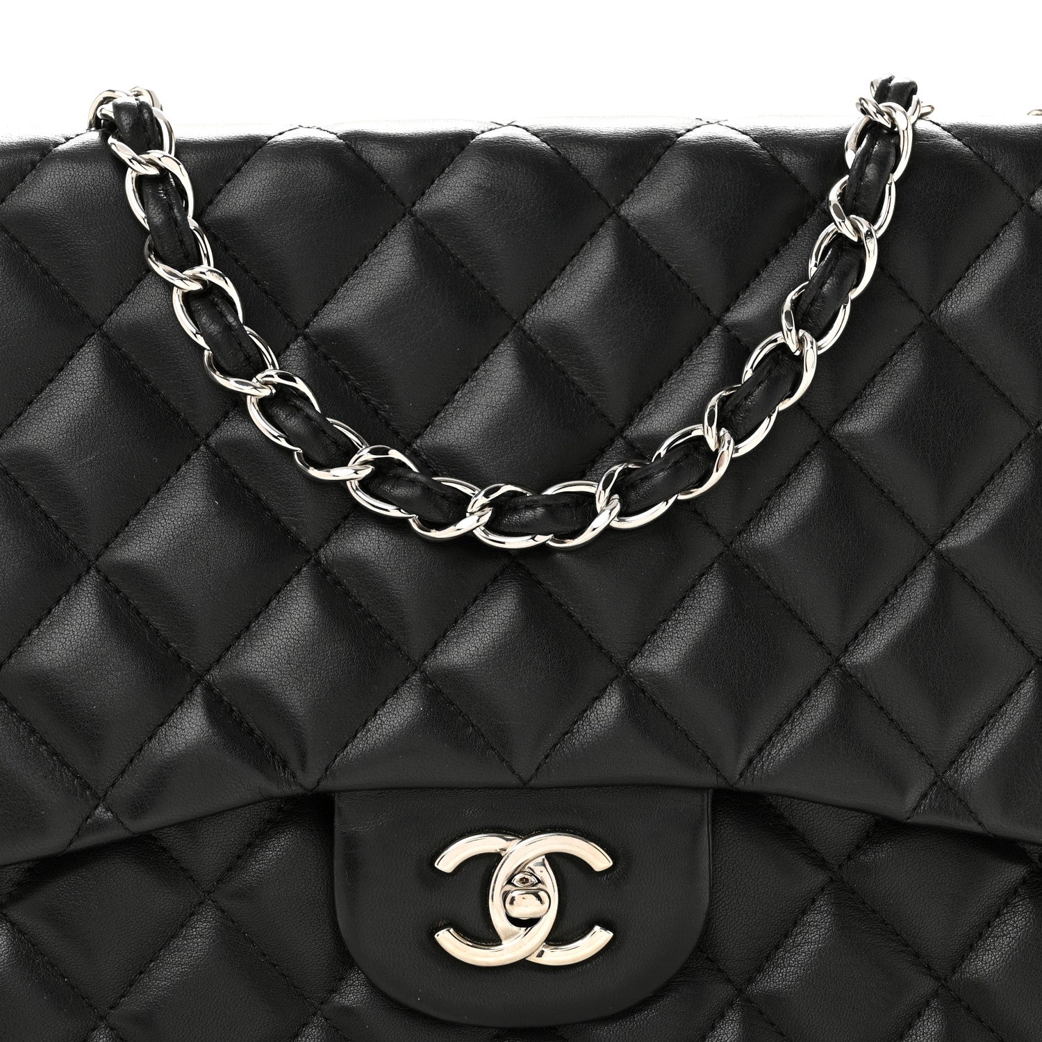 Chanel Lambskin Quilted Jumbo Single Flap Black 8 of 13