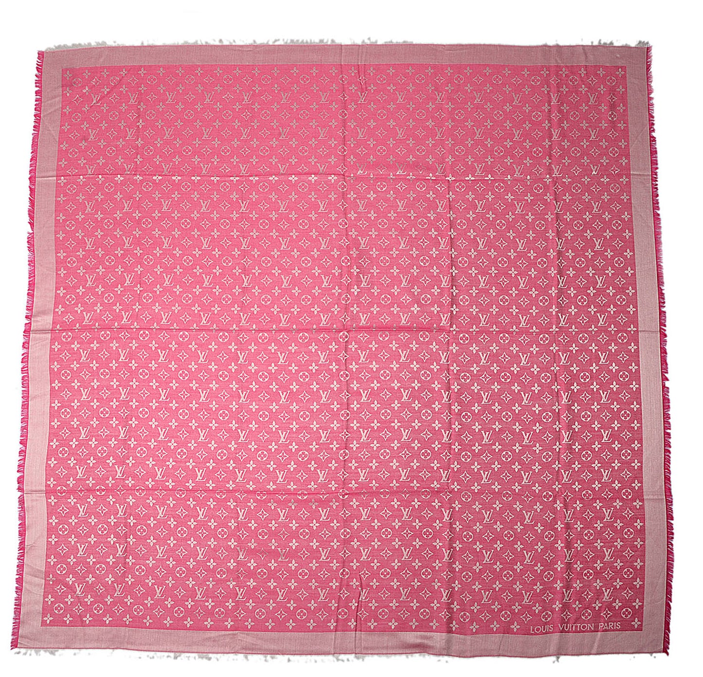 Wool Silk Monogram Denim Shawl Pivoine
