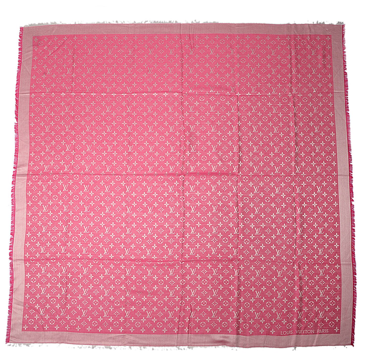 Louis Vuitton Wool Silk Monogram Denim Shawl Pivoine 3 of 5