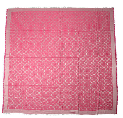 Louis Vuitton Wool Silk Monogram Denim Shawl Pivoine 3 of 5