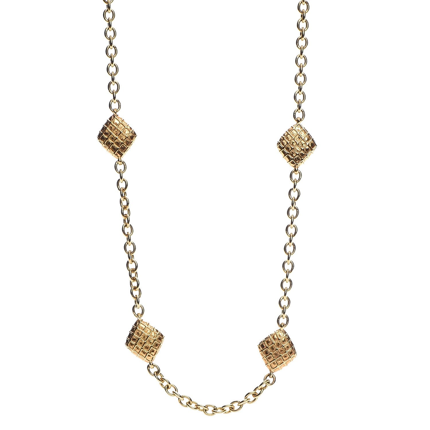 Chanel Quilted Long Chain Necklace Gold 1 of 5