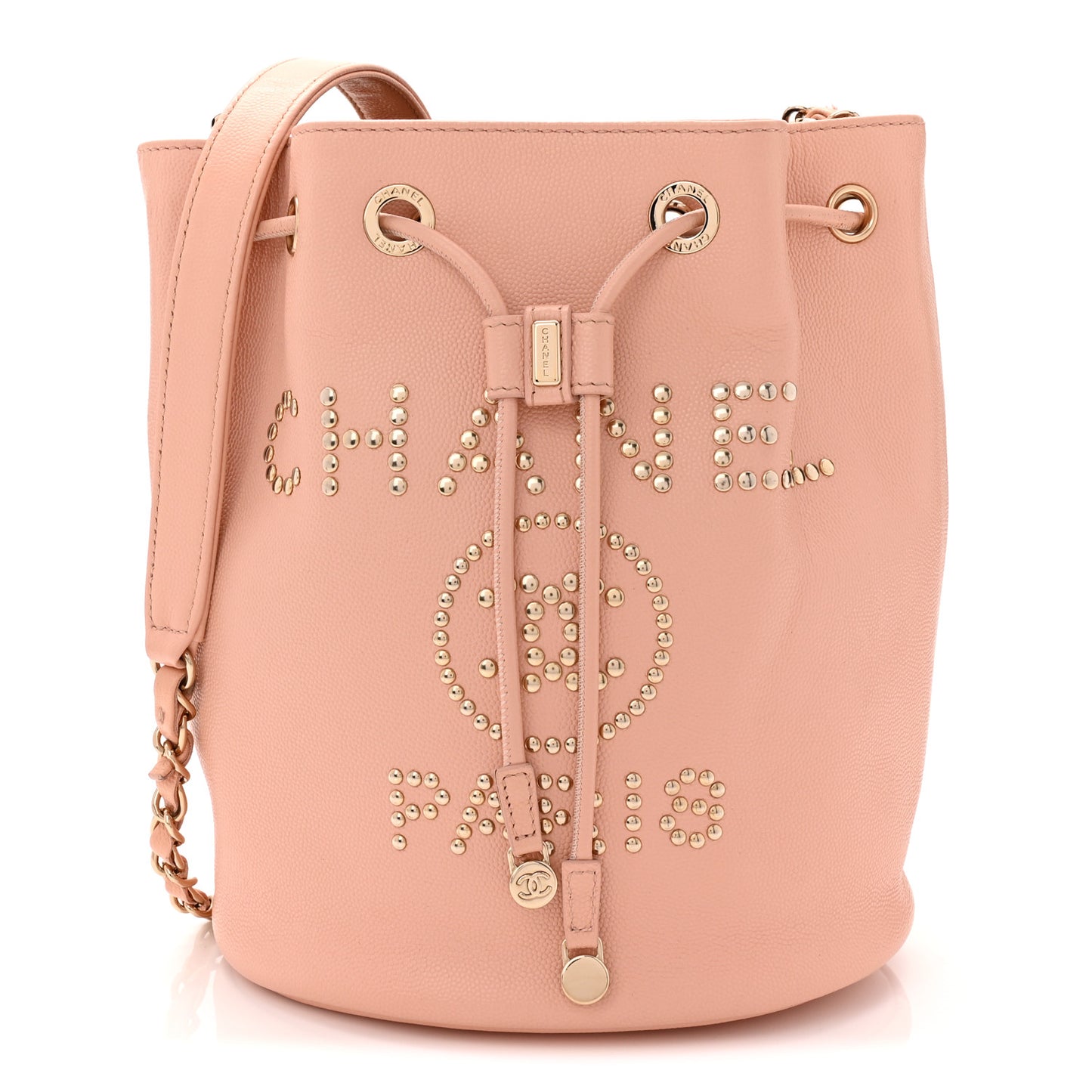 Caviar Deauville Drawstring Bucket Bag Light Pink