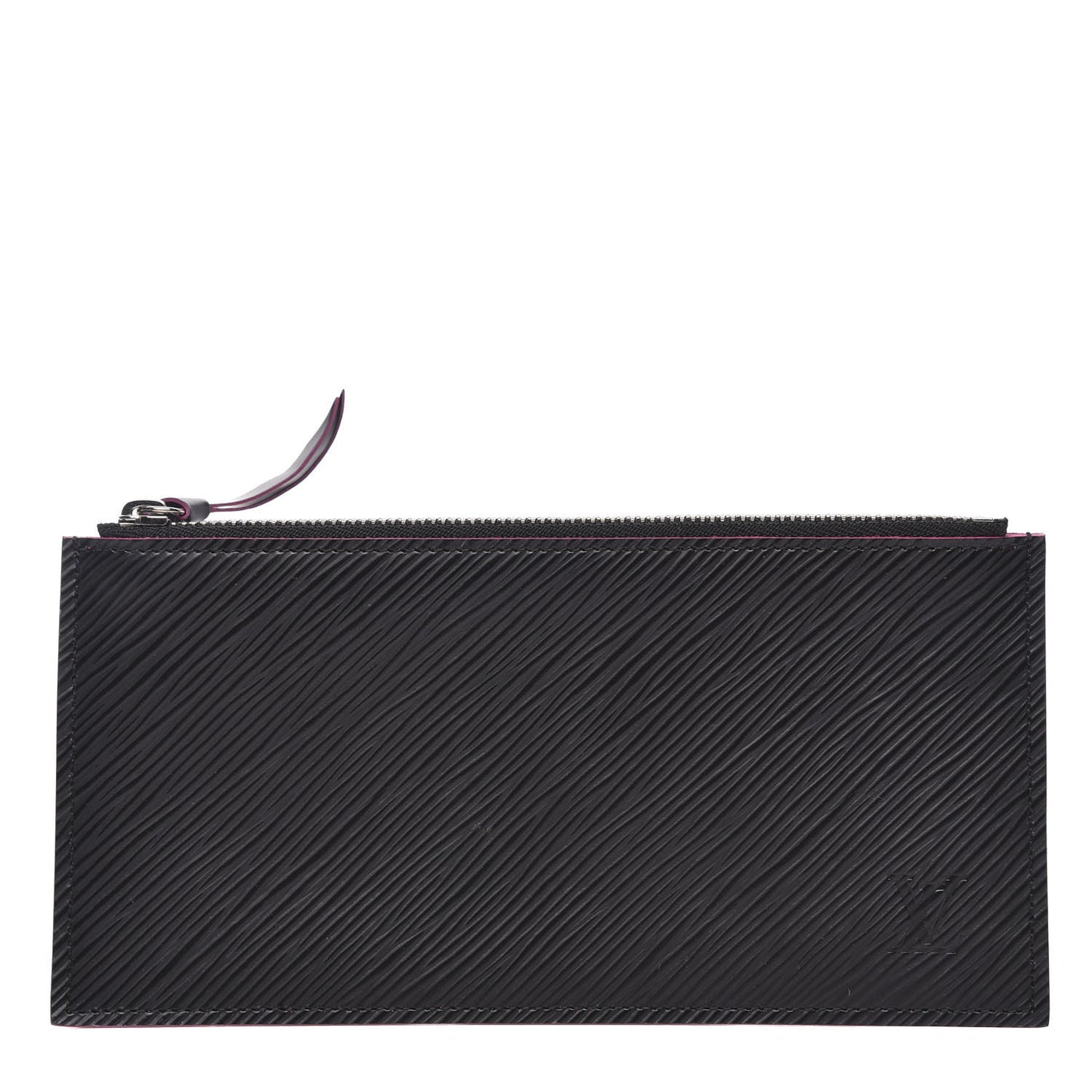 Epi Felicie Chain Wallet Zippered Insert Black Hot Pink