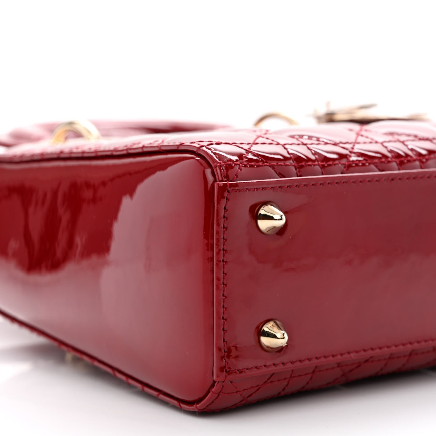 Christian Dior Patent Cannage Small Lady Dior Cherry Red 9 of 11