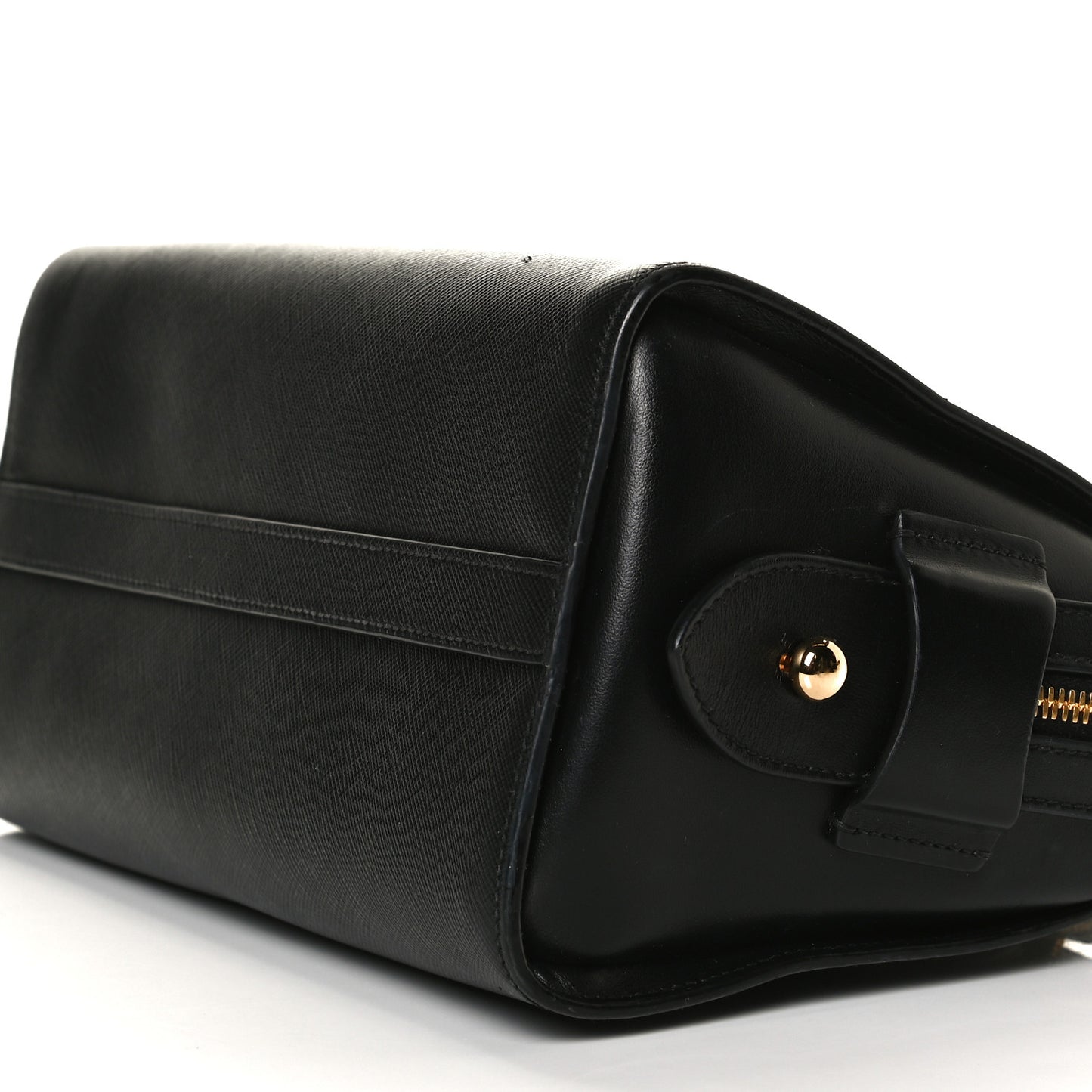 Saffiano Soft Calfskin Double Handle Satchel Black