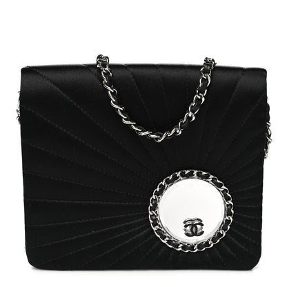Chanel Satin Pleated Chain Embellished Mirror Flap Black 1 of 11
