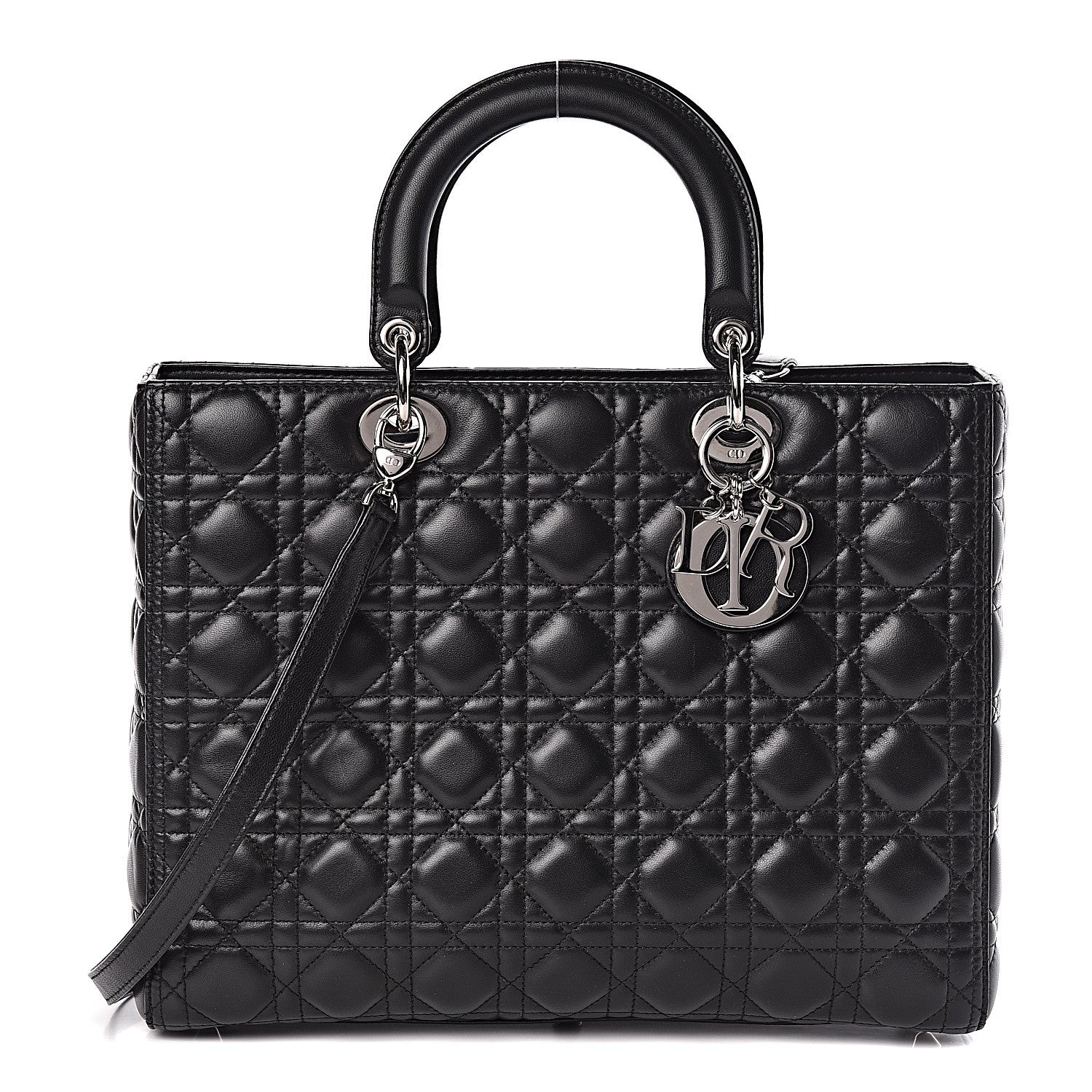 Christian Dior Lambskin Cannage Large Lady Dior Black 2 of 10