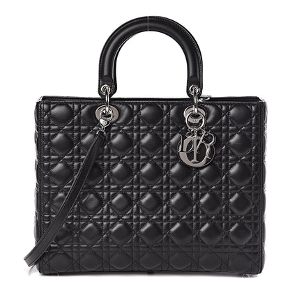Christian Dior Lambskin Cannage Large Lady Dior Black 2 of 10