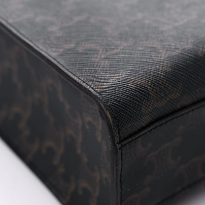 Celine Triomphe Canvas Calfskin Paris Print Small Vertical Cabas Tan 7 of 13