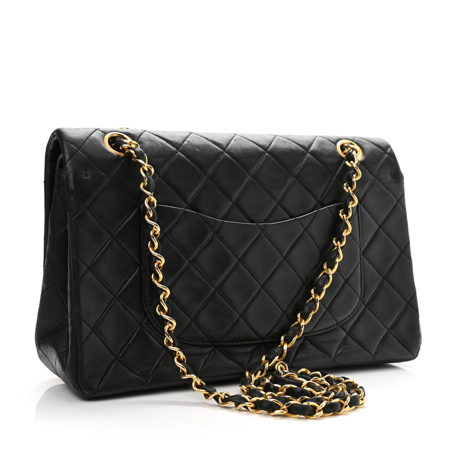 Lambskin Quilted Medium Double Flap Black