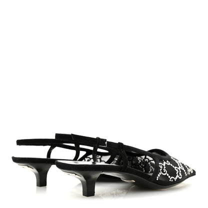 Gucci Tela Retino Kid Scamosciato Crystal GG Monogram Square G 35mm Slingback Pumps 36.5 Black 5 of 9