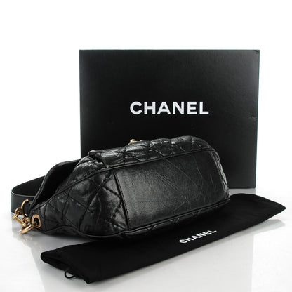 Chanel Crumpled Grained Calfskin Medium Coco Pleats Messenger Flap Black 4 of 9
