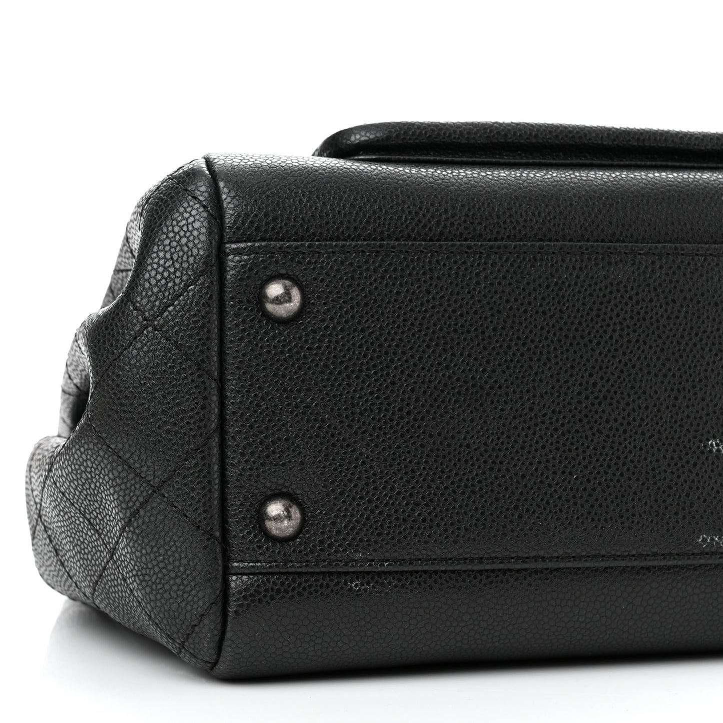 Caviar Quilted CC Accordion Shopping Bag Black