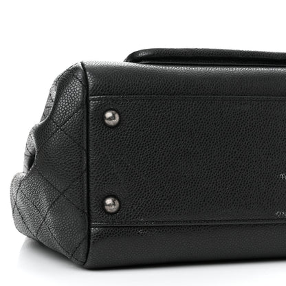 Chanel Caviar Quilted CC Accordion Shopping Bag Black 8 of 12
