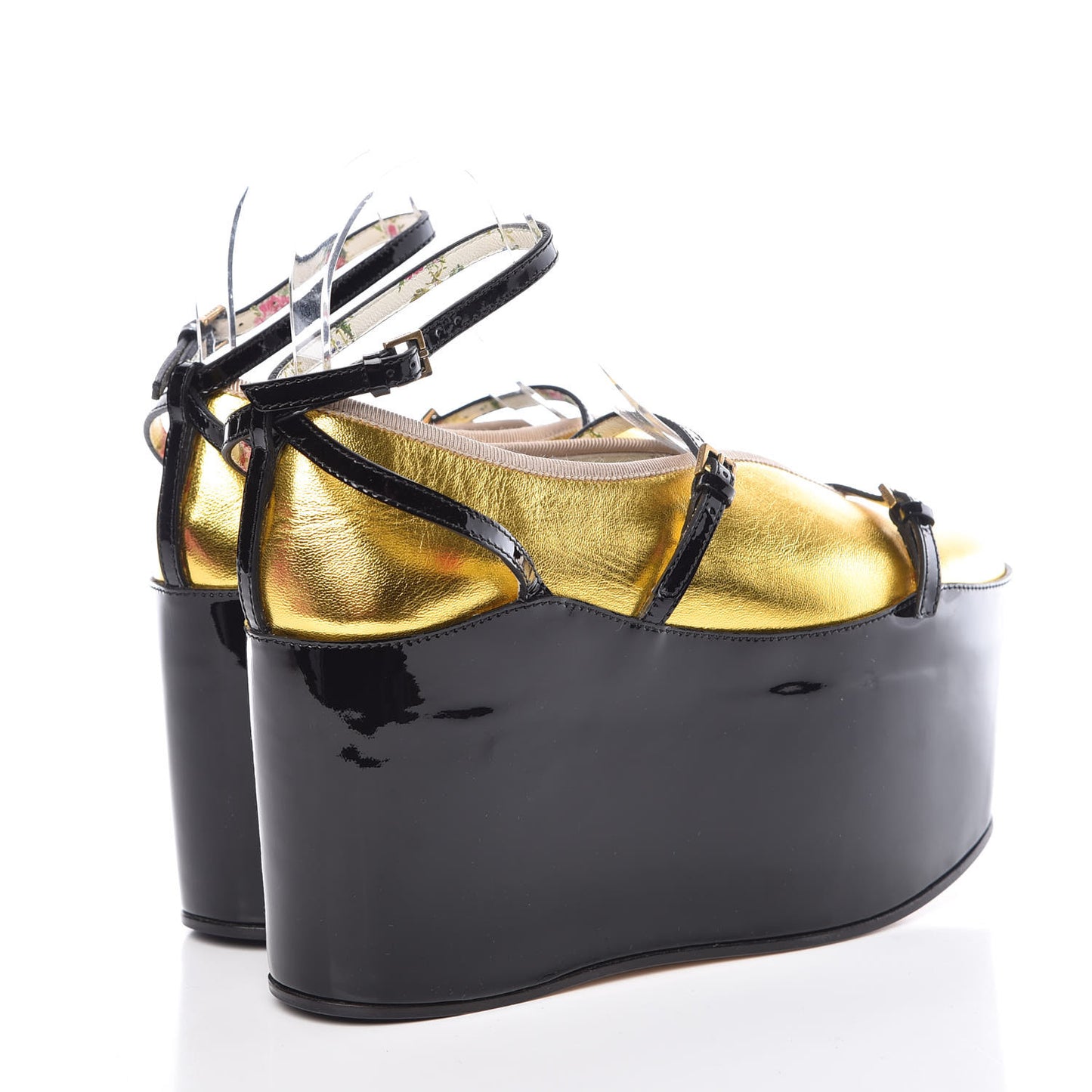 Metallic Nappa Patent Hannelore Detachable Platform Sandals 37 Gold