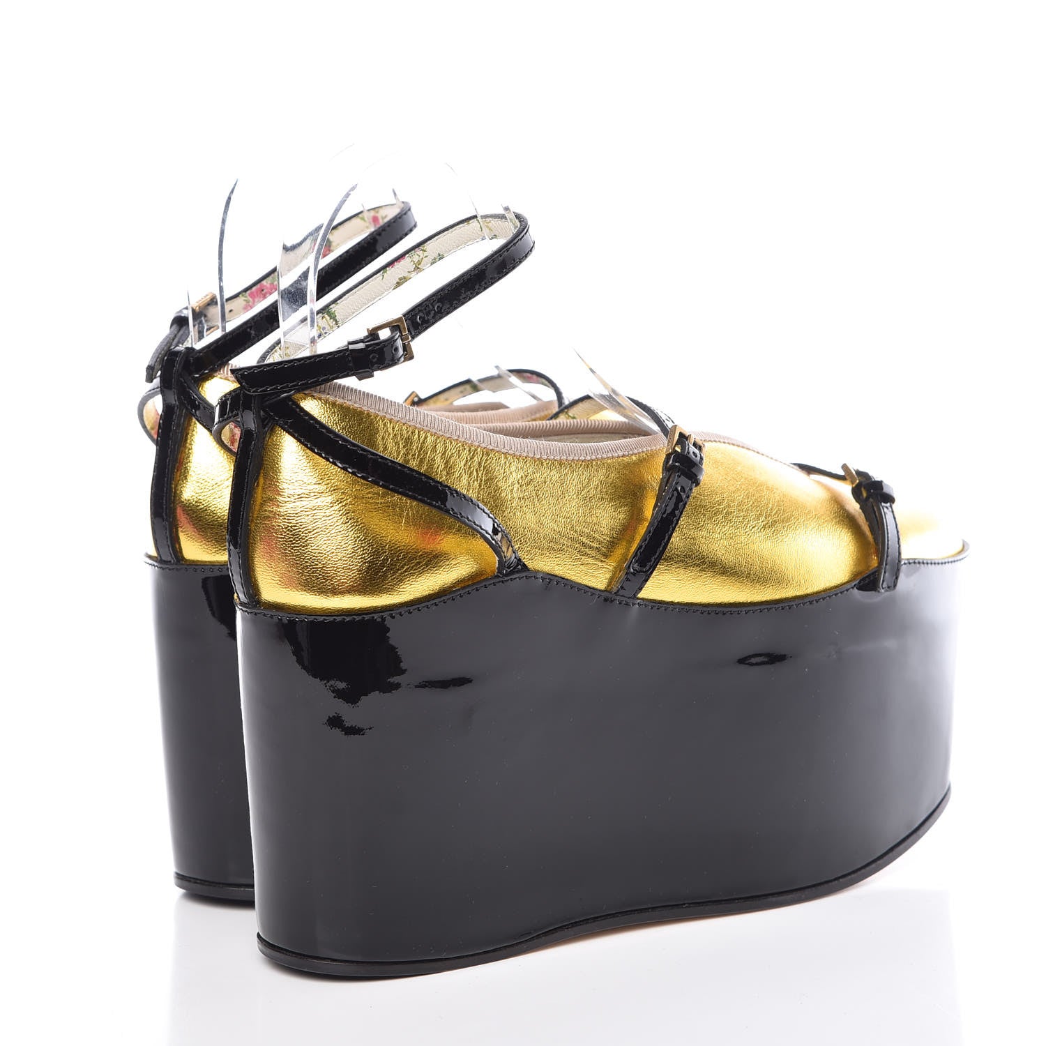 Gucci Metallic Nappa Patent Hannelore Detachable Platform Sandals 37 Gold 4 of 12