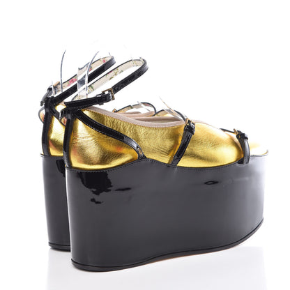 Gucci Metallic Nappa Patent Hannelore Detachable Platform Sandals 37 Gold 4 of 12