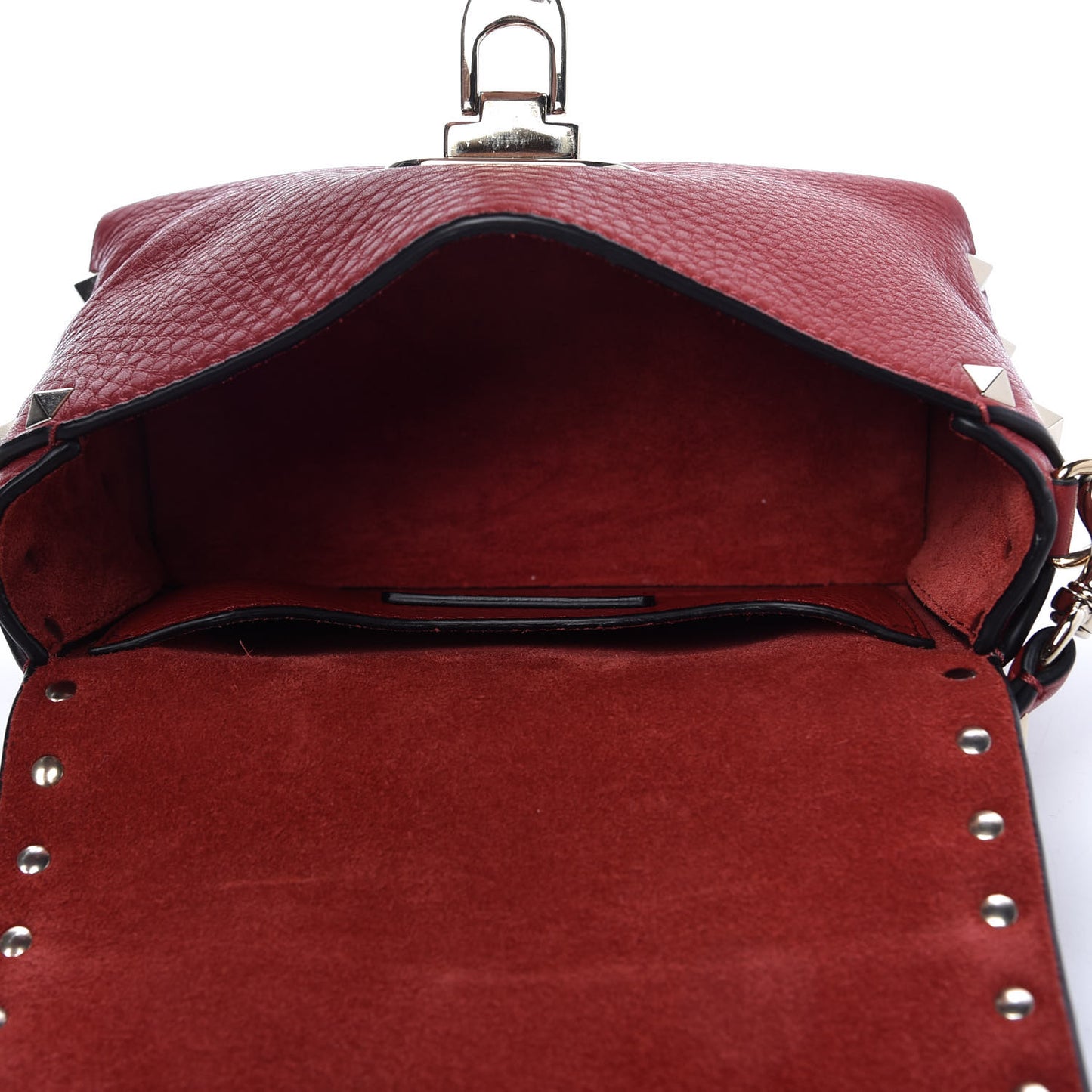 Pebbled Calfskin Mini Rockstud Crossbody Bag Rosso Valentino