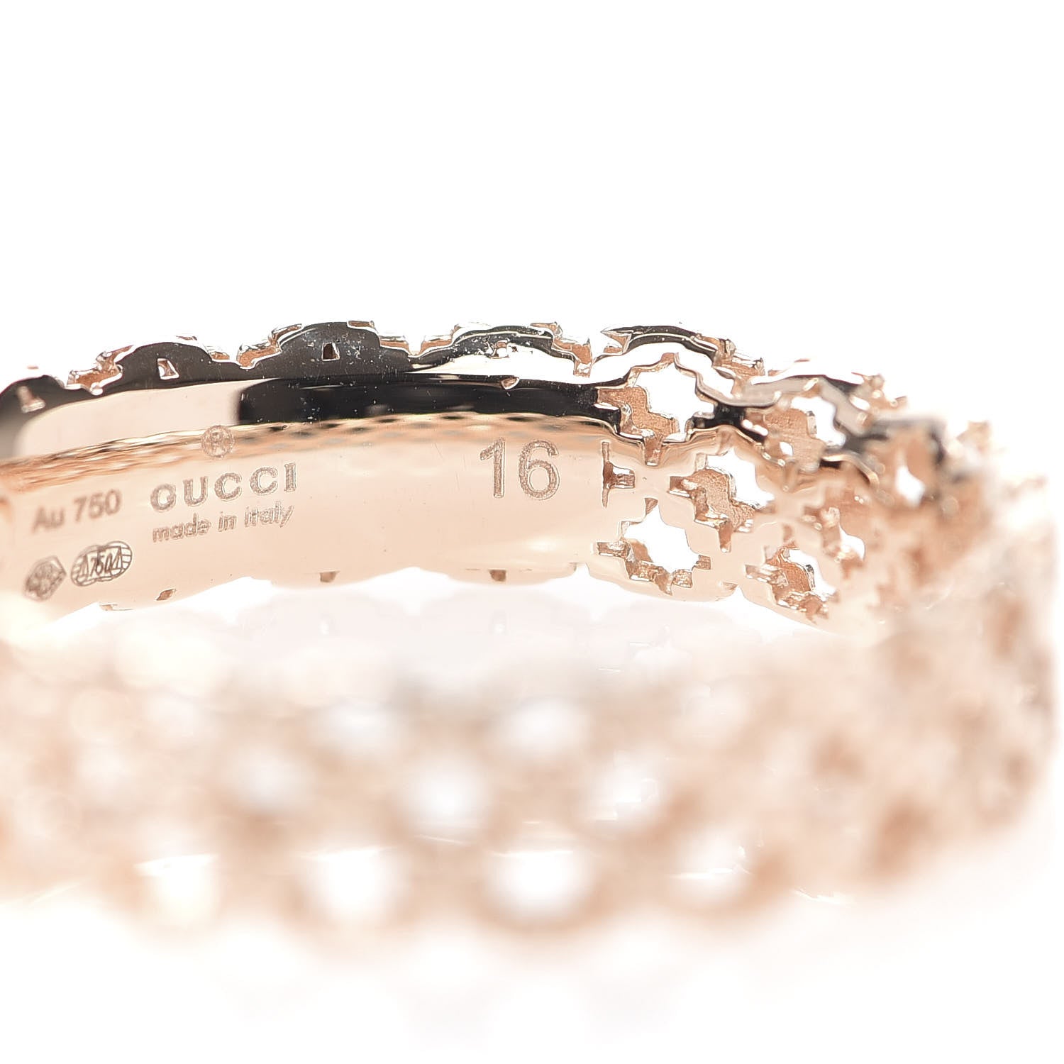Gucci 18K Rose Gold Thin Diamantissima Ring 56 7.5 5 of 6